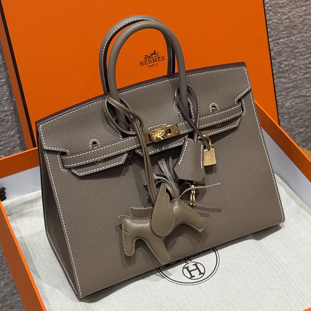 최고퀄 에르메스 올수공 버킨 25 Etoupe 엡송 셀리에 가죽 금장