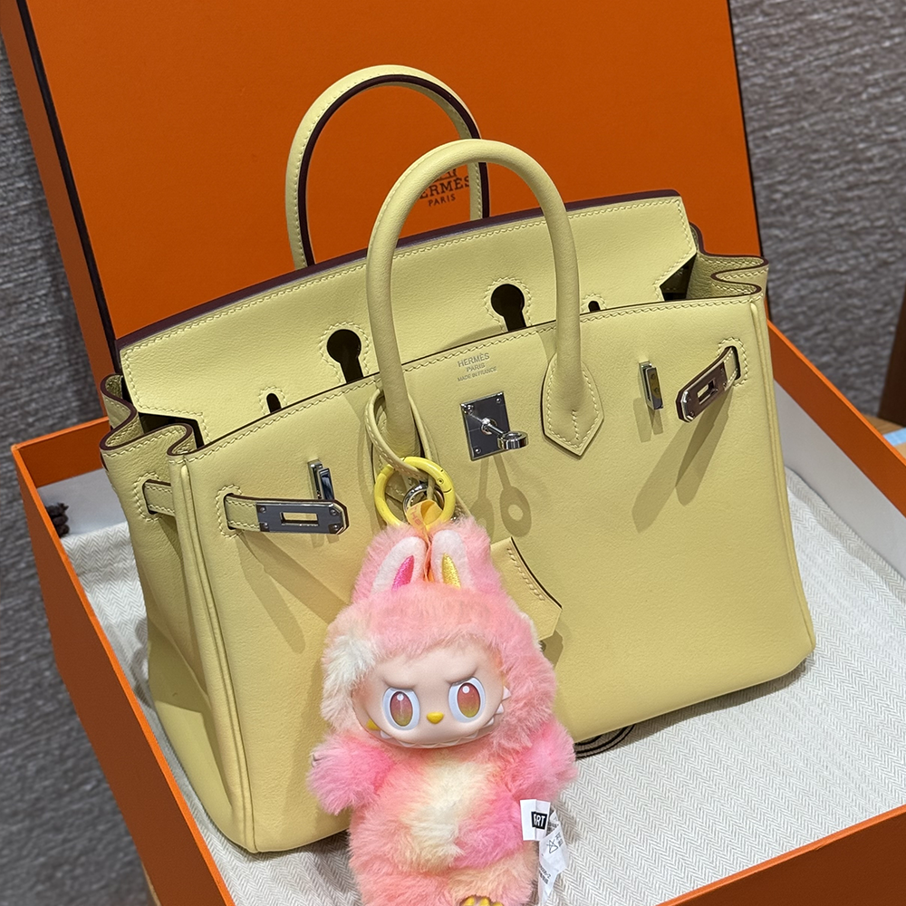 최고퀄 에르메스 올수공 버킨 25 Jaune Poussin 스위프트 가죽 은장