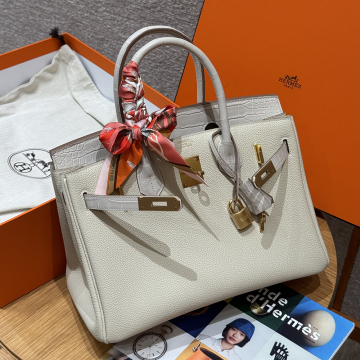 최고퀄 에르메스 올수공 버킨 30 Craie 토고 가죽 금장