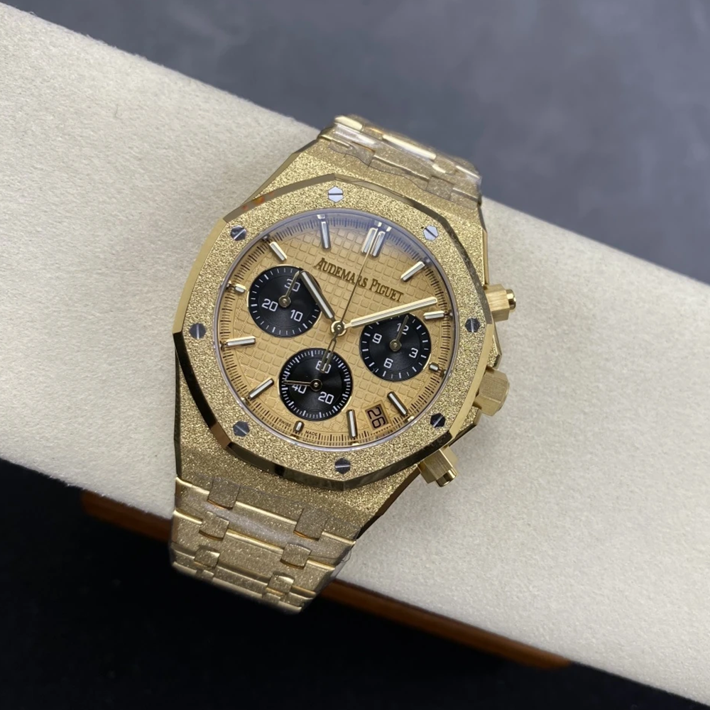 최고퀄 DD공장 오데마피게 로얄오크 크로노 그래프 옐로우 다이얼 프로스트 옐로우 골드 금통 41mm 26240