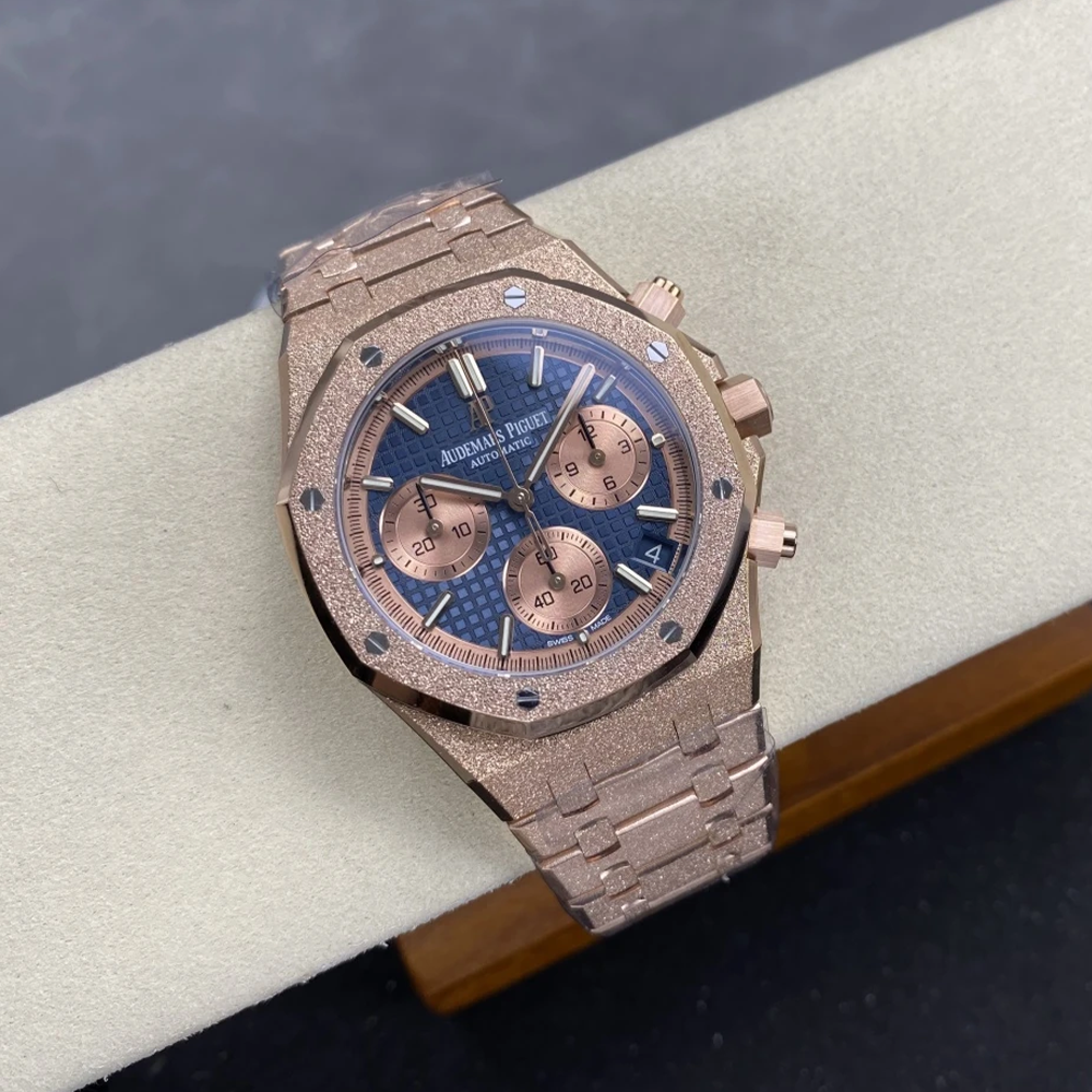 최고퀄 DD공장 오데마피게 로얄오크 크로노 그래프 블루 다이얼 로즈 골드 프로스트 금통 41mm 26240
