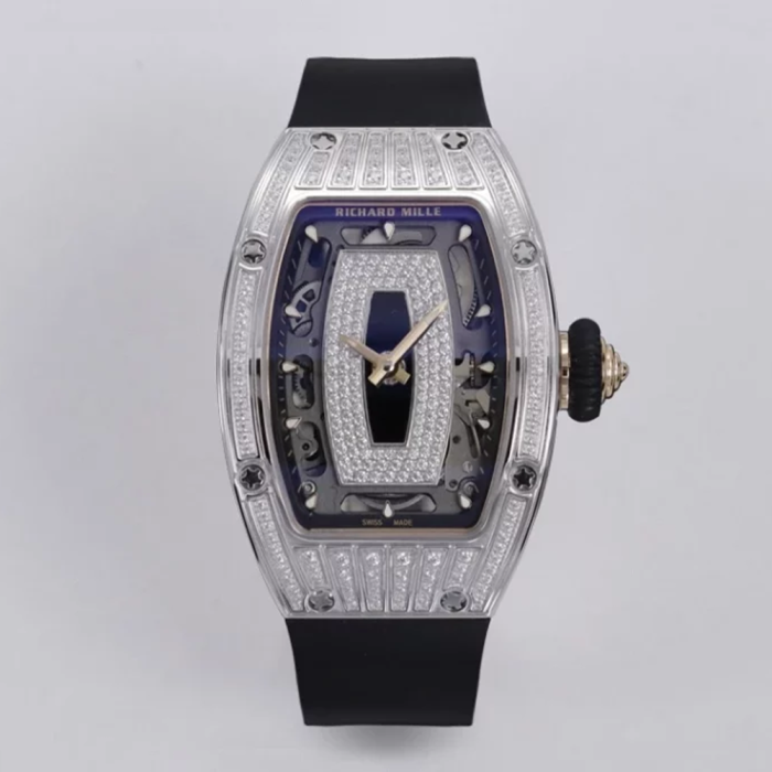 최고퀄 ZF공장 리차드밀 RM07-01 화이트 골드 다이아 세팅 블랙 러버밴드