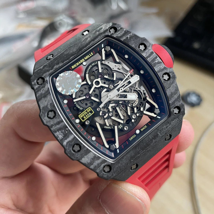 최고퀄 ZF공장 리차드밀 라파엘 나달 RM35-02 블랙 카본 / 레드 러버밴드