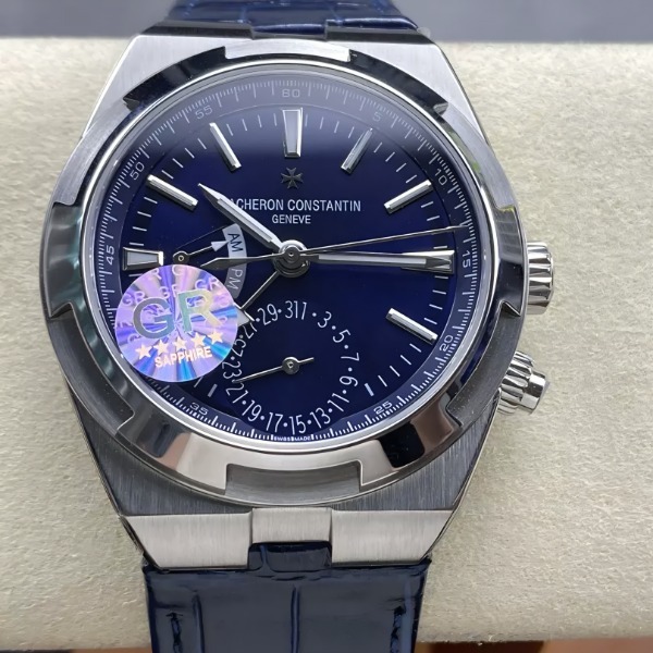 GR공장 바쉐론 콘스탄틴 오버시즈 듀얼타임 블루 다이얼 가죽 밴드 7900v