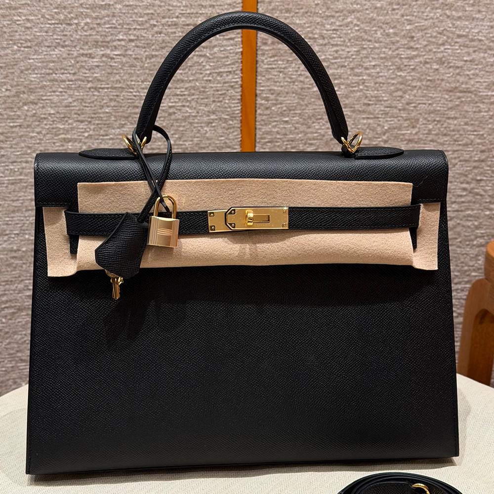 최고퀄 에르메스 올수공 켈리 40 블랙 엡송 가죽 금장