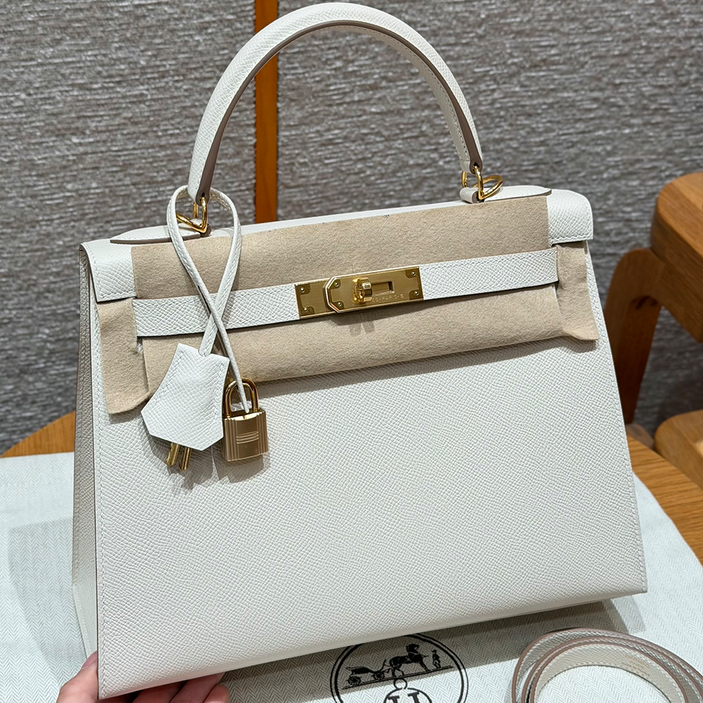 최고퀄 에르메스 올수공 켈리 28 Craie 엡송 가죽 금장