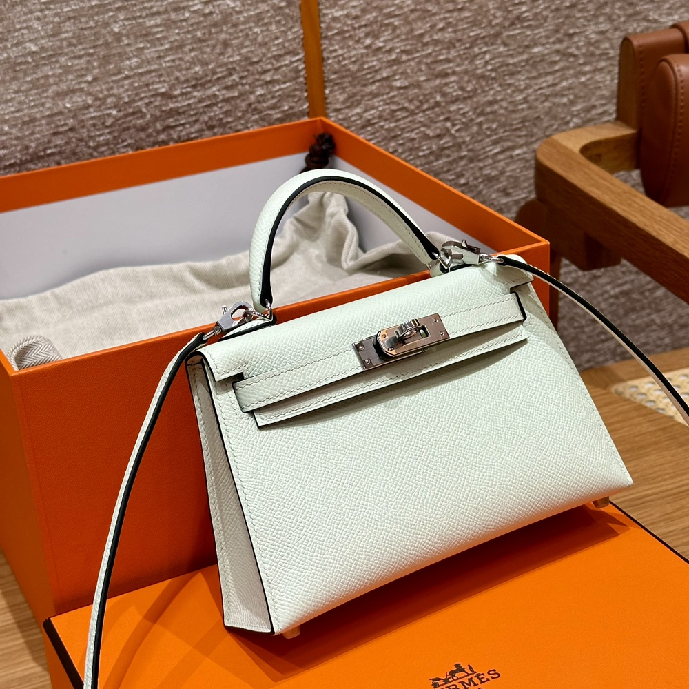 최고퀄 에르메스 올수공 켈리 2 미니 Vert Fizz 엡송 가죽 은장