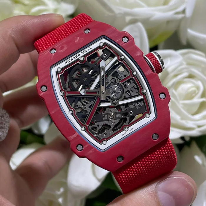 최고퀄 CNC 커스텀 리차드밀 RM67-02 엑스트라 플랫 레드 카본 세바스티앙 오지에 V3