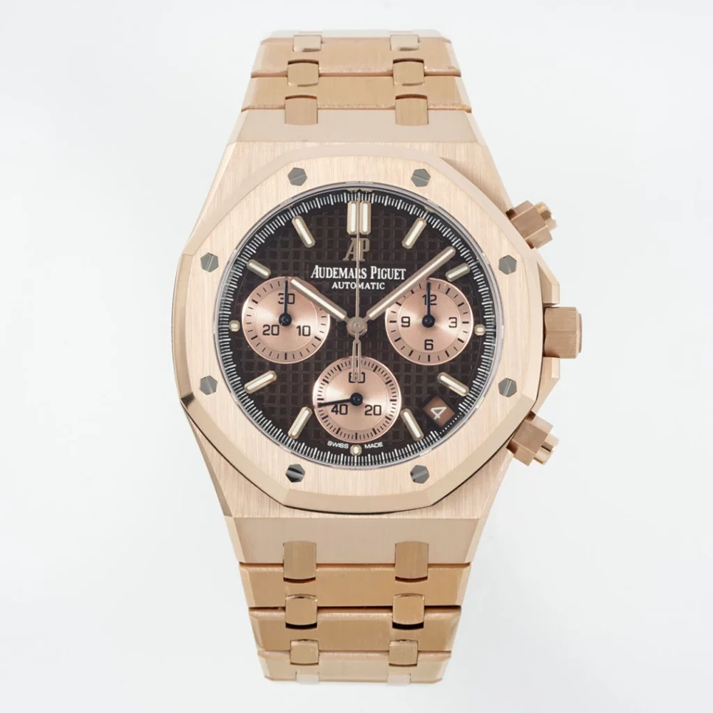 최고퀄 DD공장 오데마피게 로얄오크 크로노 그래프 브라운 다이얼 로즈골드 금통 41mm 26240
