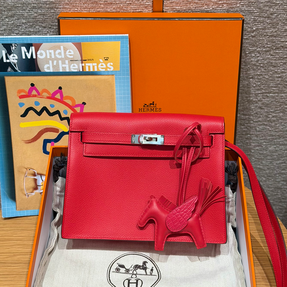 최고퀄 올수공 에르메스 켈리 단스 Rouge Coeur 에버컬러 가죽 실버 하드웨어