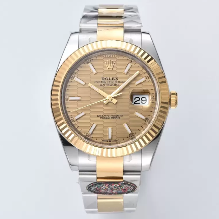 최고퀄 클린공장 롤렉스 데이저스트 41mm 모티프 샴폐인 다이얼 옐로우 골드 콤비 오이스터 126331