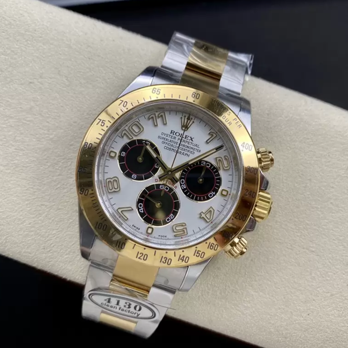 최고퀄 클린공장 롤렉스 데이토나 화이트 아라빅 팬더 다이얼 옐로우 골드 콤비 116503